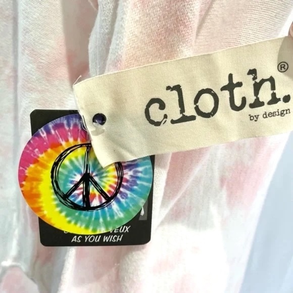 New Cloth by Design Convertible Side Slit Sweater Tie Dye Pink White Size Medium - Picture 14 of 16
